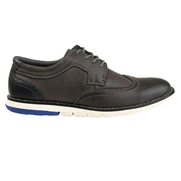 Vance Co. Drake Leather Wingtip Oxford in Dark Grey/Black - Picture 6 of 15